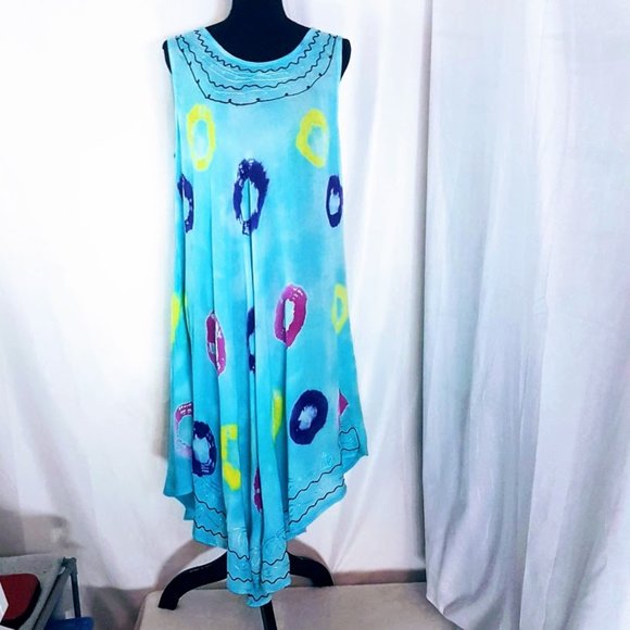 #C37 Light Blue Tie Dye Sundress - Picture 3 of 8